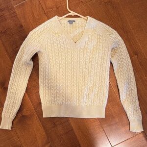 Ann Taylor Cashmere Cream Cable Knit Sweater
